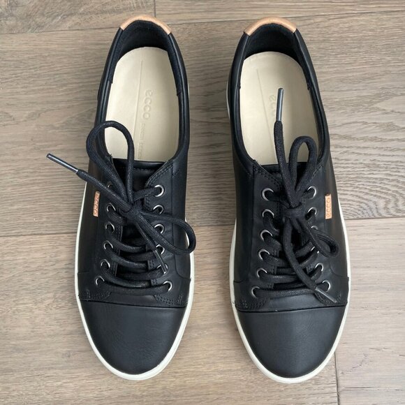 Ecco Soft 7 Lo Cut Lace Up Leather Sneakers Black + White Sz 40EU/9-9.5US NWOT - Picture 13 of 13